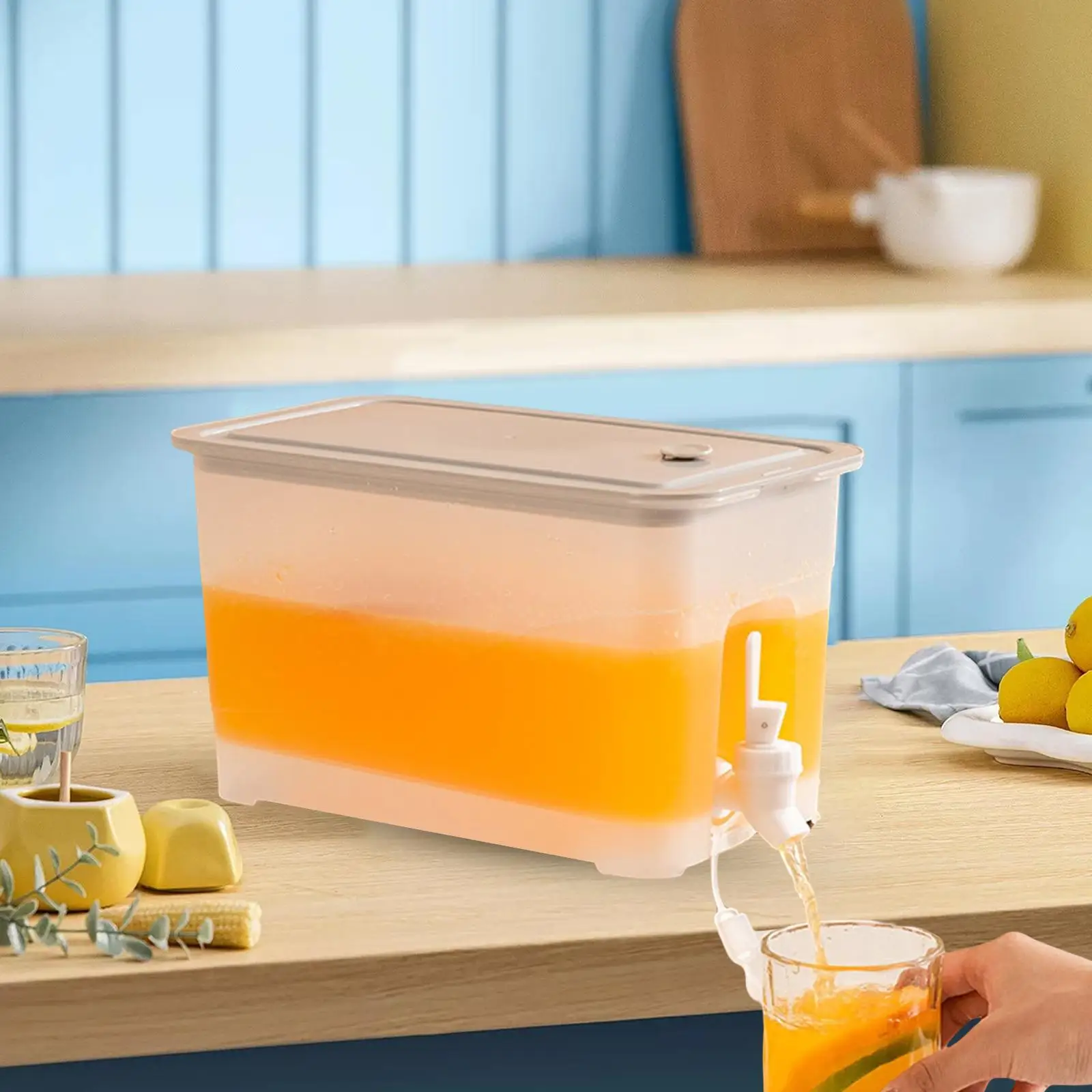 4L Iced Beverage Dispenser with Leakproof Spigot Juice Jar Fridge Beverage Dispenser for Drink Beverage Dining Room BBQ