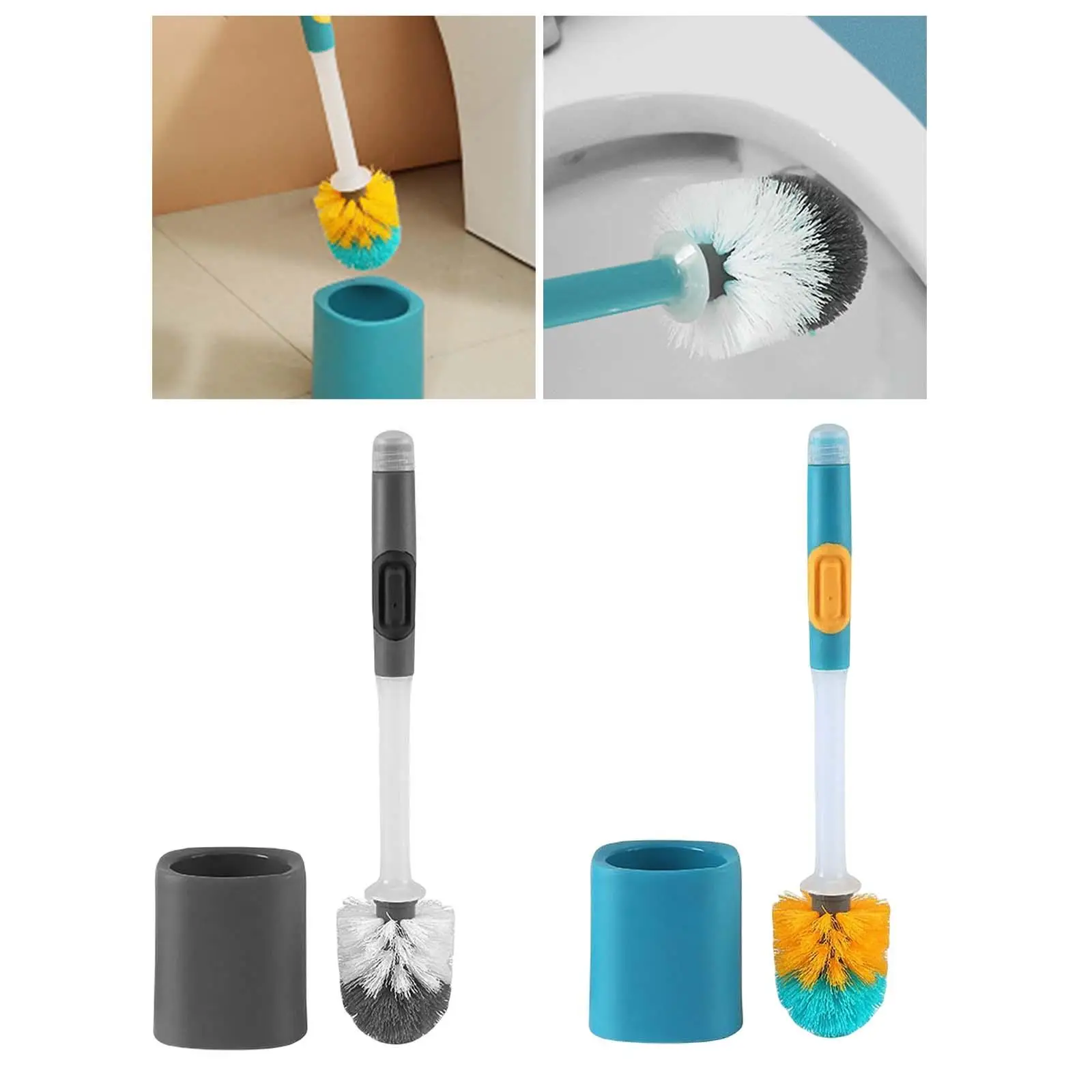 Toilet Brush and Holder Set with Soap Dispensing Toilet Bowl Brush Long Handled Deep Cleaning Toilet Cleaning Tools Bathroom
