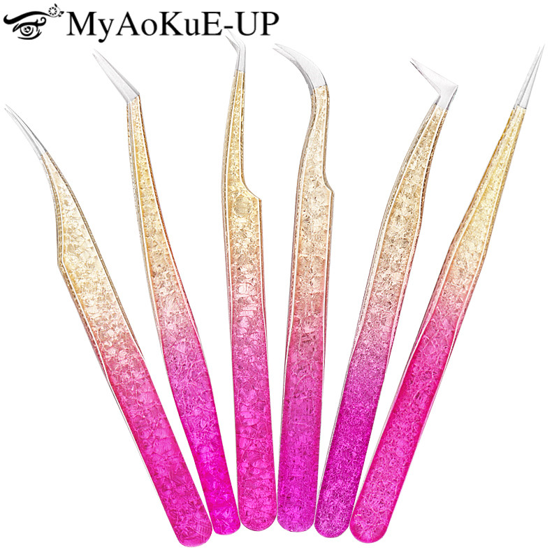 Best of 1pcs Eyelash Tweezers Eyebrow Clip Ice Flower Art Design 3D High Precision Stainless Steel Lash Extension Tweezer Makeup Tool Reviews & Tips