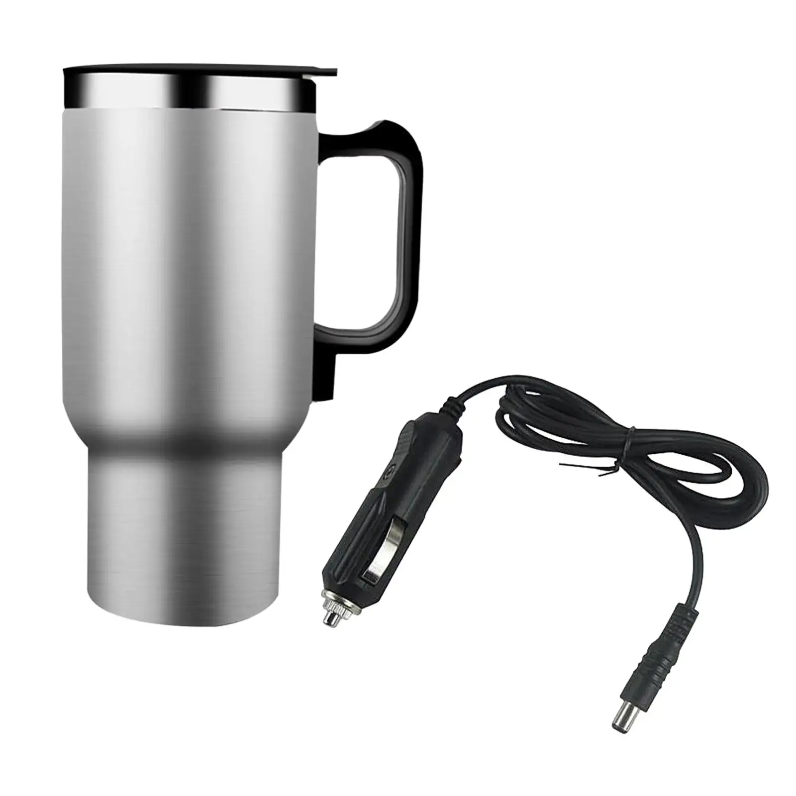 12V 480ml Car Electric Kettle Heated Travel Mug Water Bottle Portable Stainless Steel for Drivers, Business Man Durable