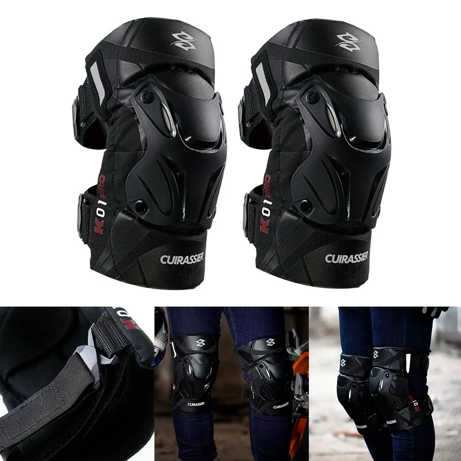 2x Motorcycle Knee Pads Adjustable for Motocross Racing Unisex
