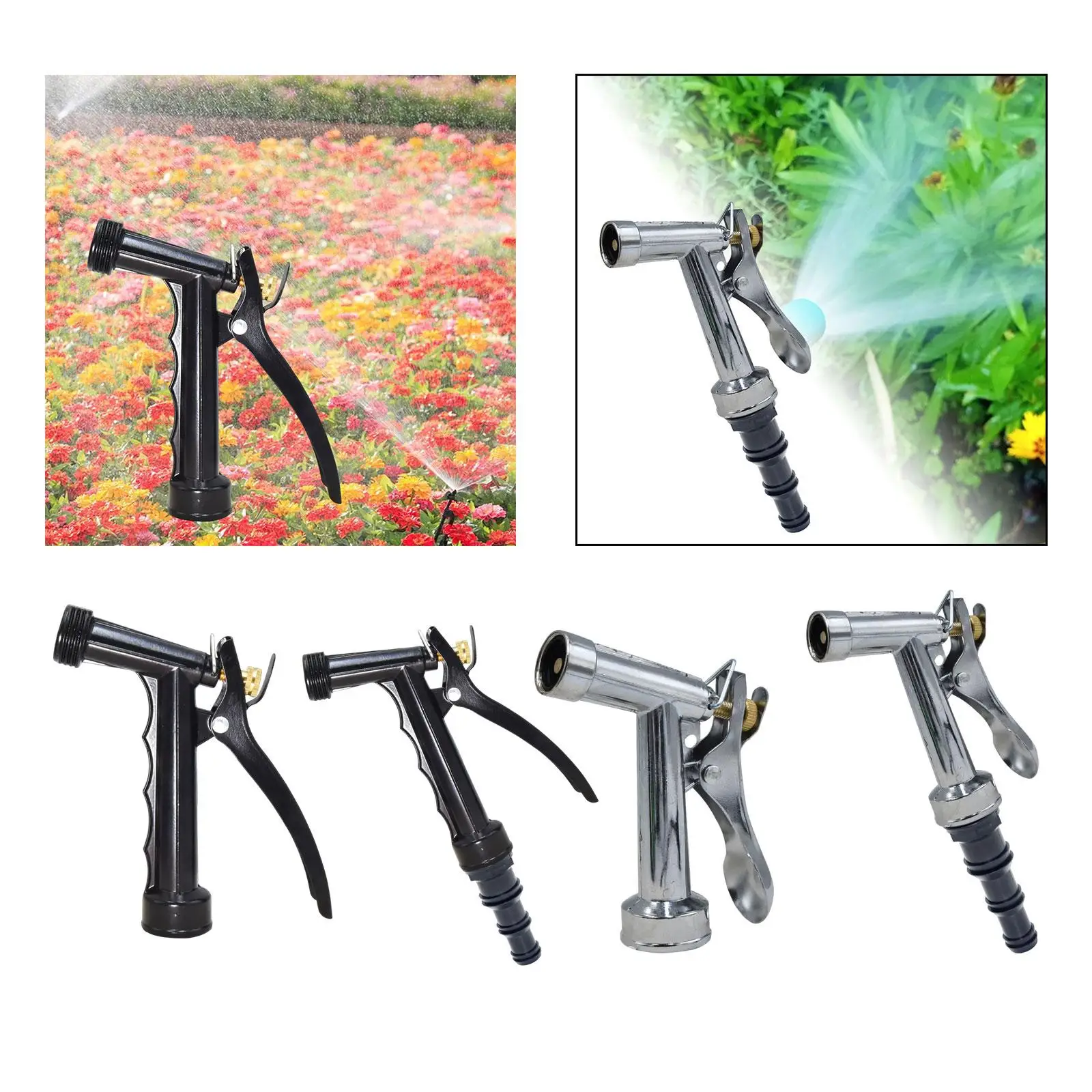 Metal Garden Watering Nozzle Non Slip High Pressure Spray Nozzle for Driveway Flowers Watering Yard Pets Showering Lawns