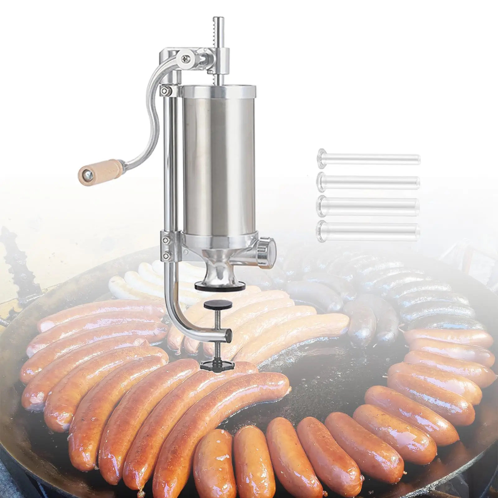 Sausage Stuffer Maker 2.5lbs with 4 Attachments Household Stainless Steel Salami Maker Kitchen Gadgets Fast Sausage Filling