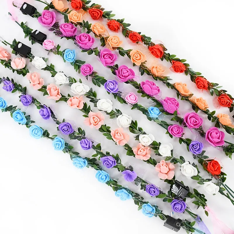 10pc LED Headband Garland Wedding Party Crown Flower Headband Luminous Hair Garland Hairband Light Christmas Neon Wreath Decor
