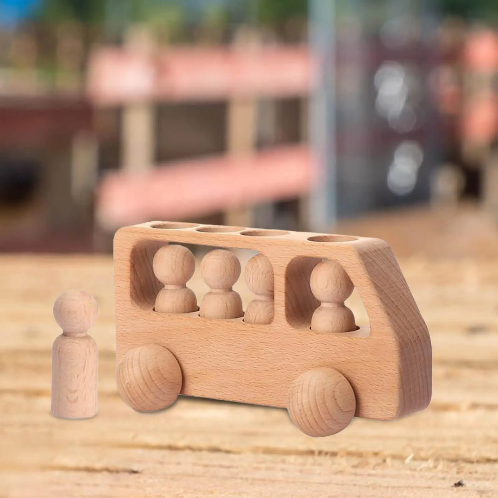 Wooden Bus Toy Preschool Learning Activities Car Blocks for Preschool
