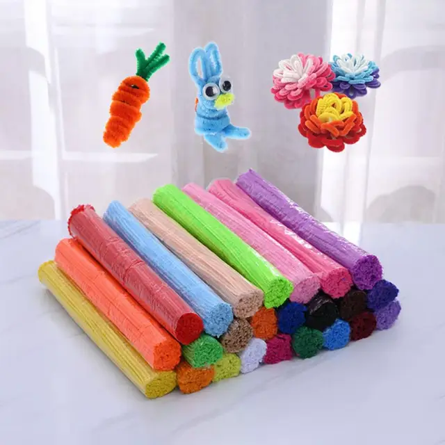 100Pcs Pipe Cleaners Fuzzy Sticks Soft Twist Bar Various Artworks Squid  Pipe Cleaners Craft Chenille Stems Home Supply - AliExpress