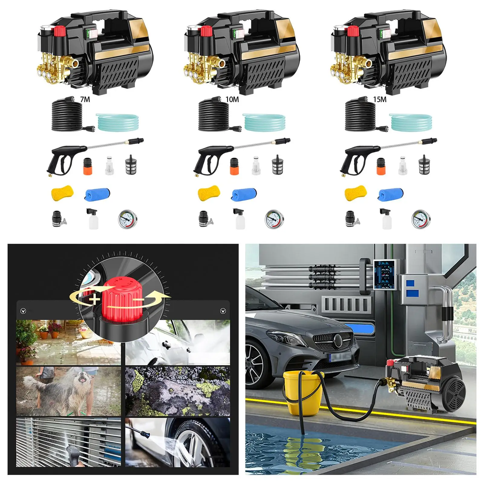 High Pressure Car Washer Quick Connect with Handle Pressure Cleaning Machine for Automobile Floor Household Garden Cleaning