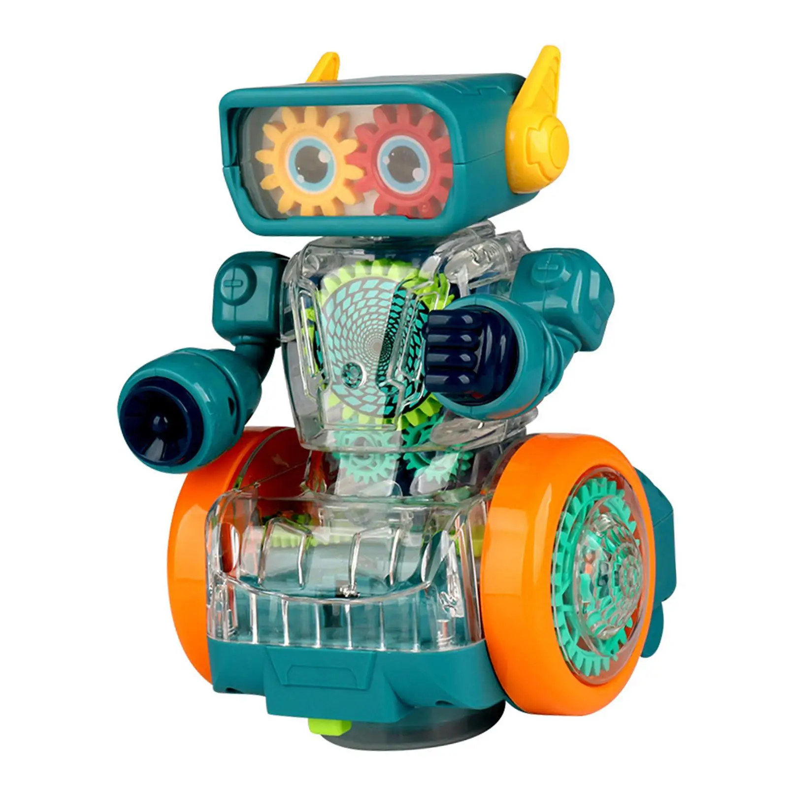 Transparent Mechanical Gear Robot Toy with Moving Gears with Music Interactive Toys Gear Toy for Girls Boys Children Gifts