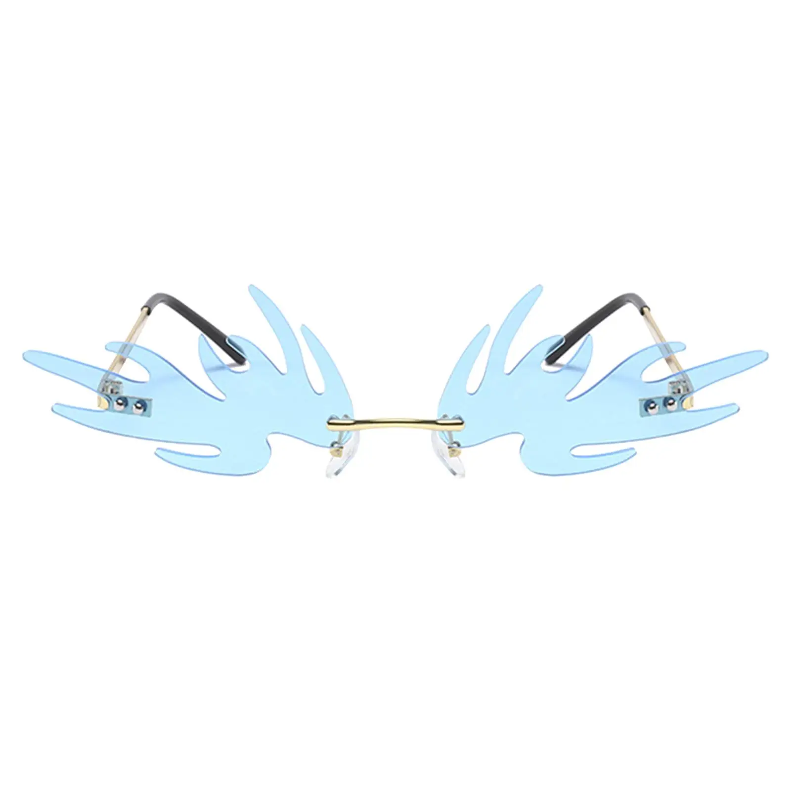 Rimless Retro Flame Sunglasses Fire Shaped Novelty for Women Men Party