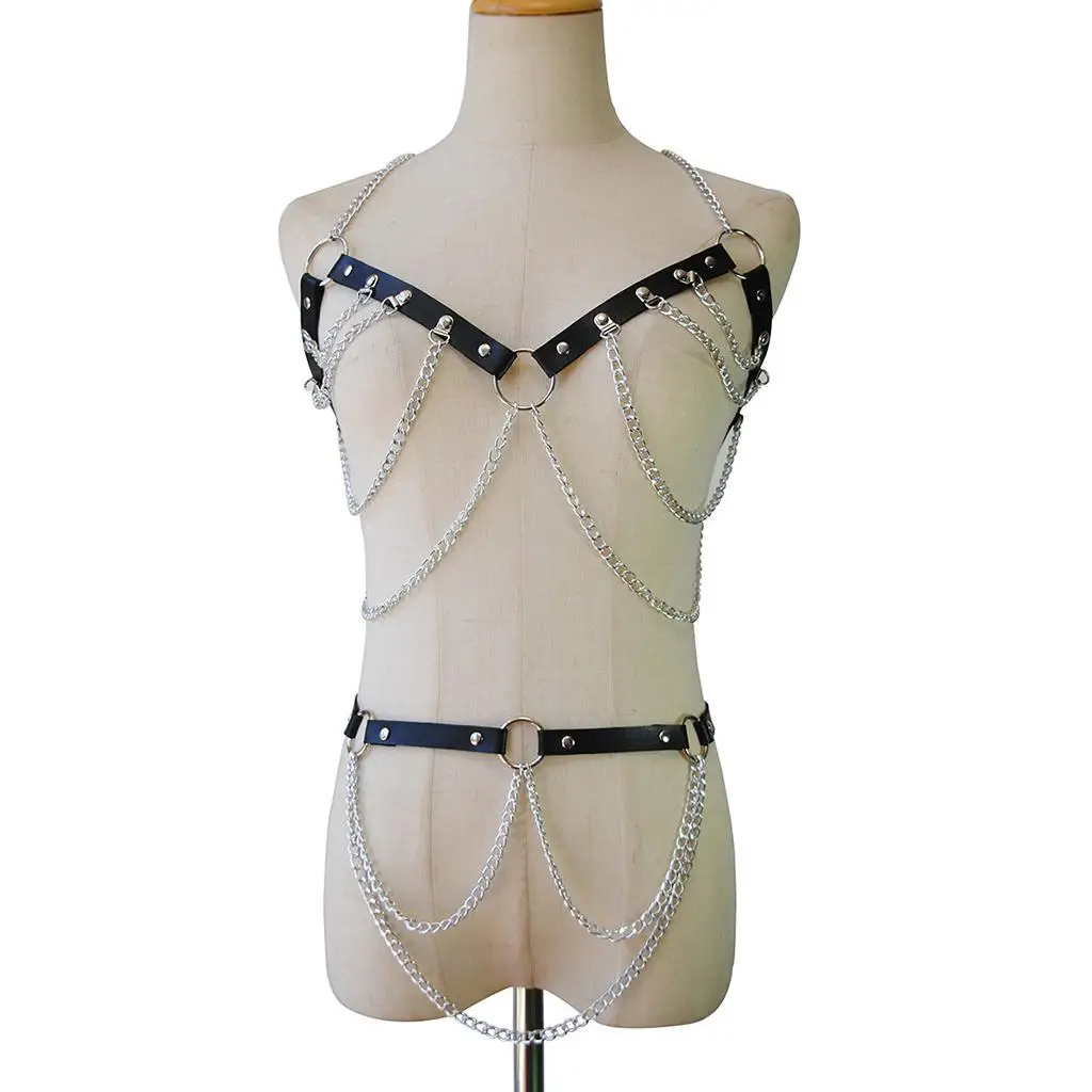 Fashion Body Chain Harness Set Jewelry Tassel Bra Thong Kit Bikini for Girls