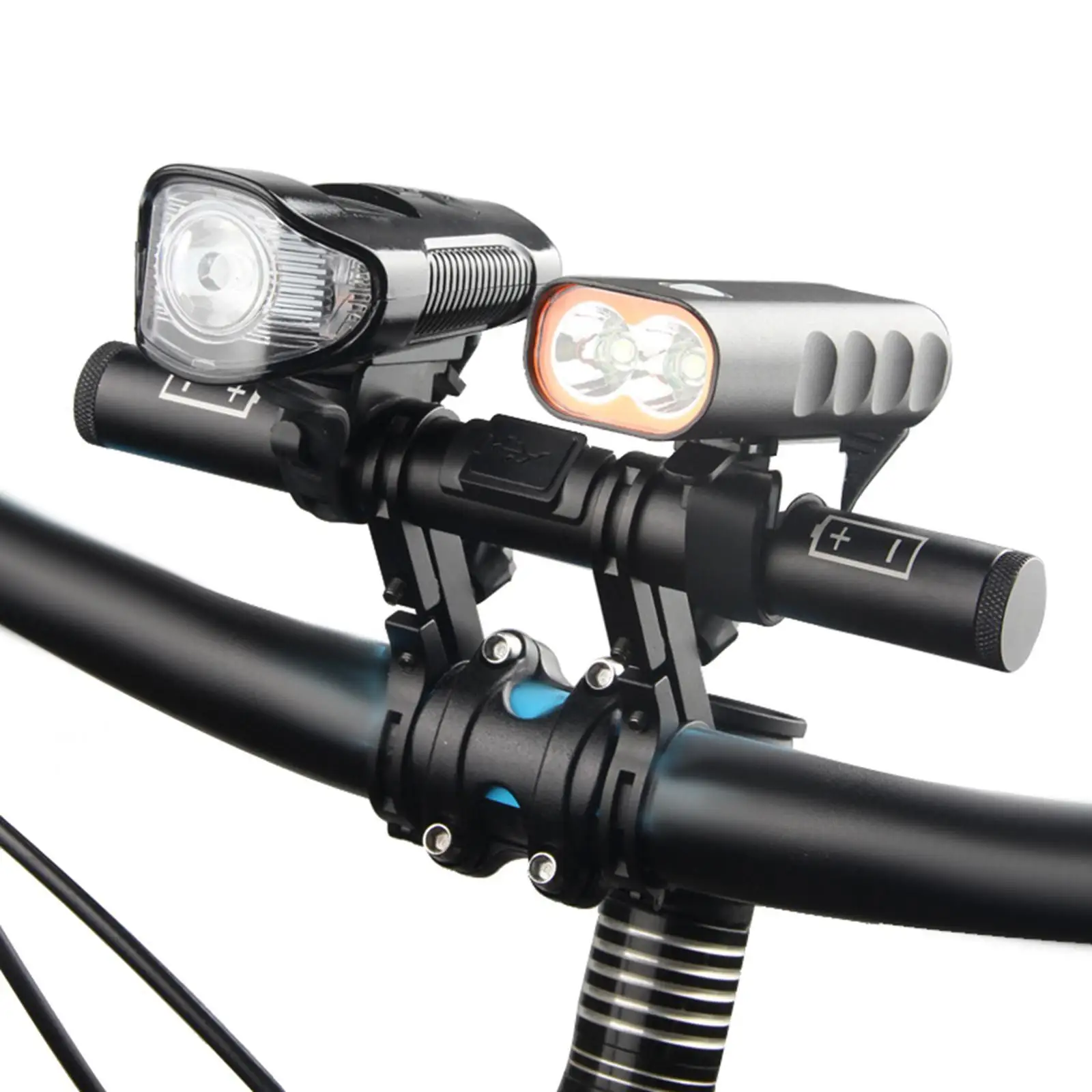 Rechargeable Bike Handlebar Extender Bracket Holder Rod Bicycle Handle Bar Extension for Holding Torch Bikes Lights Flashlight