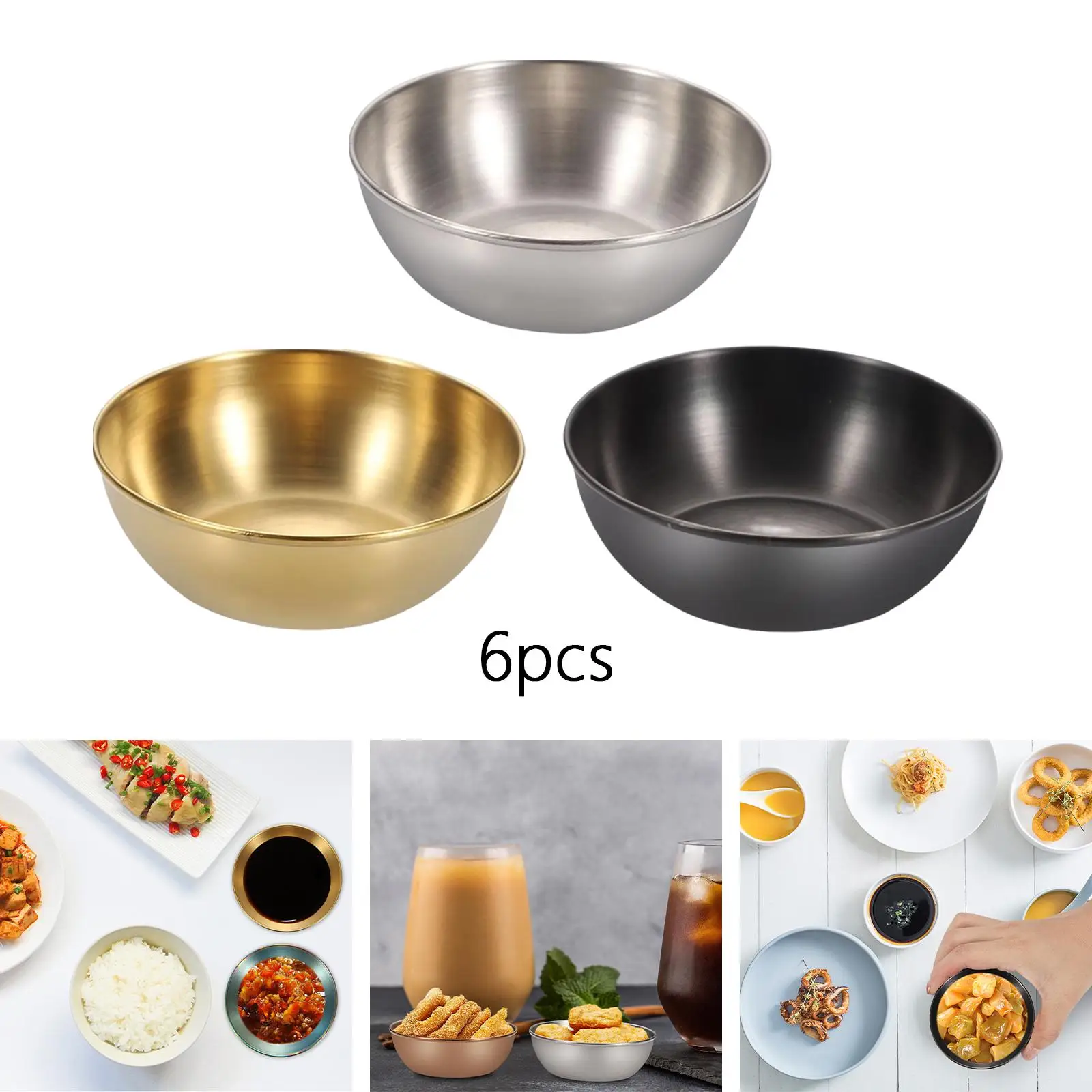 6 Piece Dipping Sauce Cups Set Reusable Ketchup Cups Bowl Condiment Container Appetizer Bowls for Outdoor Kitchen Restaurant BBQ
