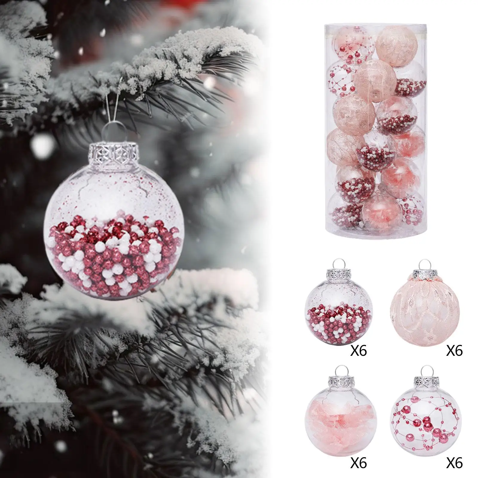 24Pcs Christmas Balls Ornaments Christmas Tree Decorations Christmas Baubles