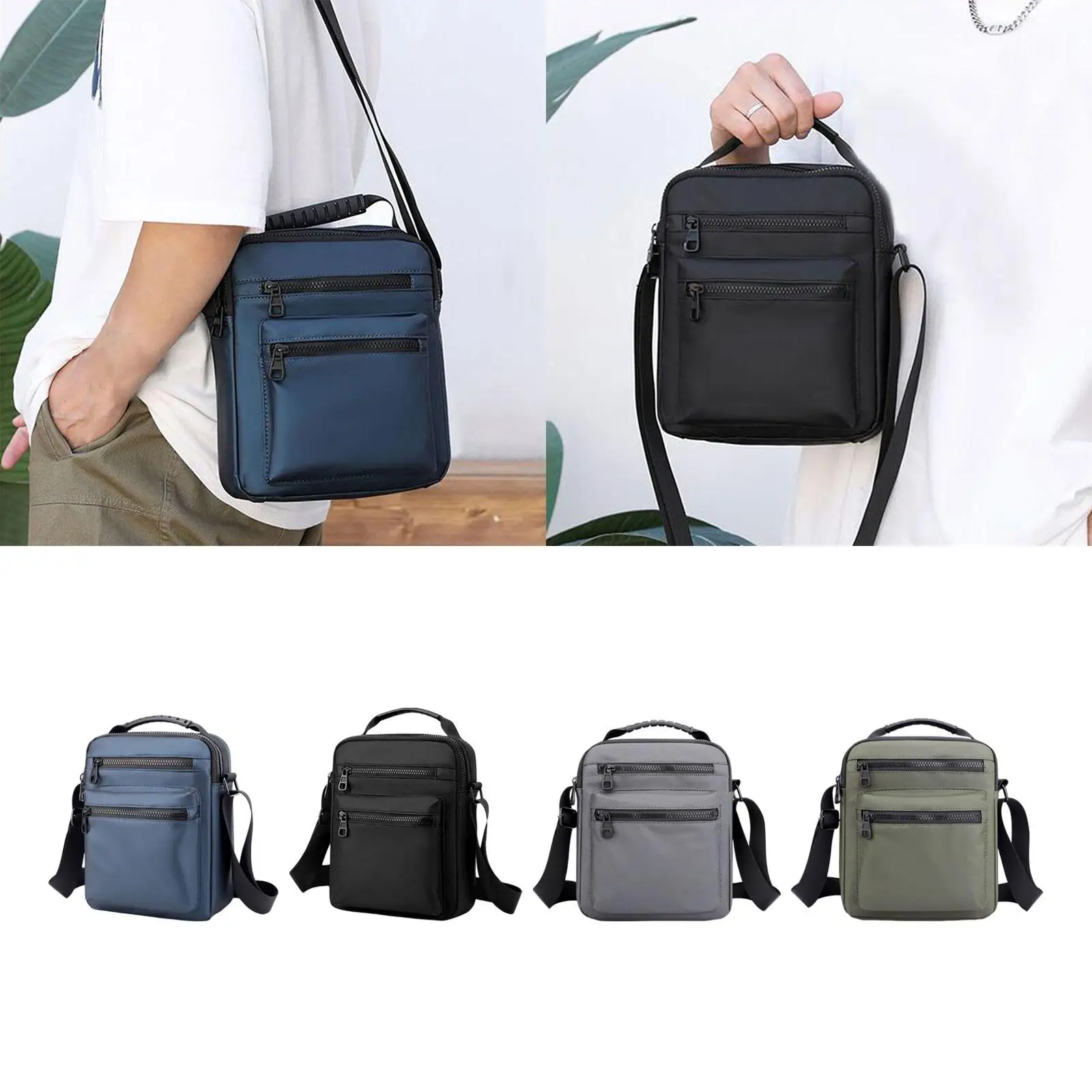 Men`s Messenger Bag Casual Adjustable Strap Lightweight Zipper Cross Body Bag for Traveling Backpacking Cycling Camping Commute