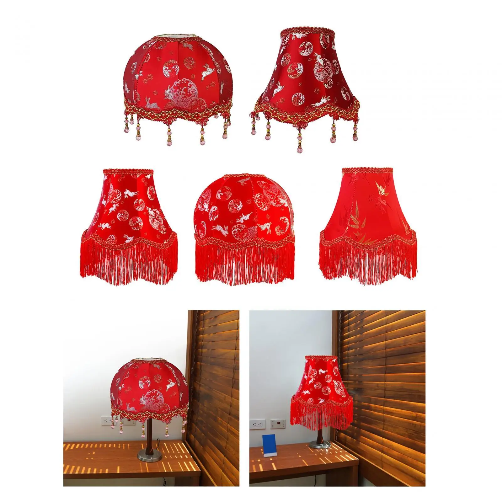Floor Light Fixture Cover with Tassel Table Lamp Shade for Living Room