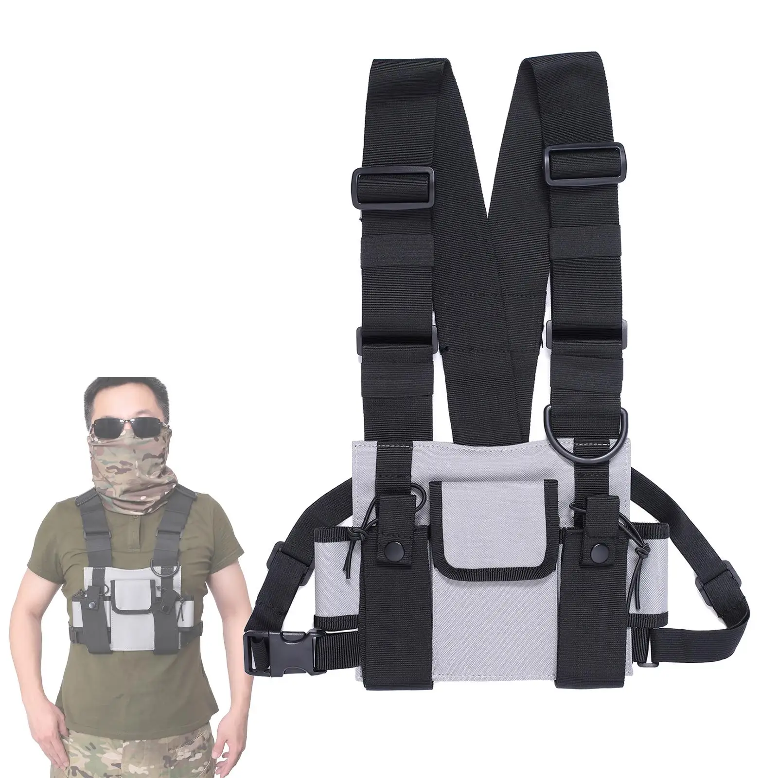 Men Chest Rig Vest Outdoor Harness Bag Shoulder Bag Phone Holder