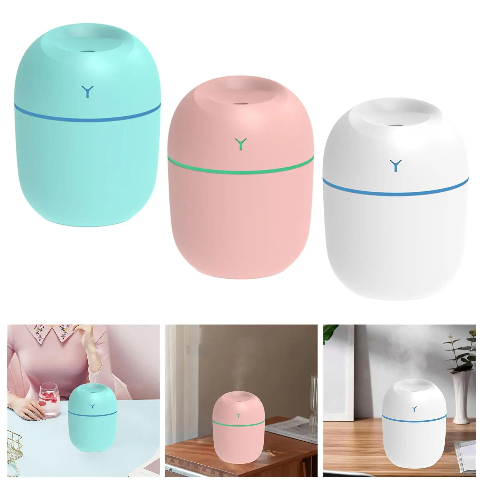 220ml Essential Humidifier Night Light Cool Mist Premium Humidifying Mute for Office Hotel 