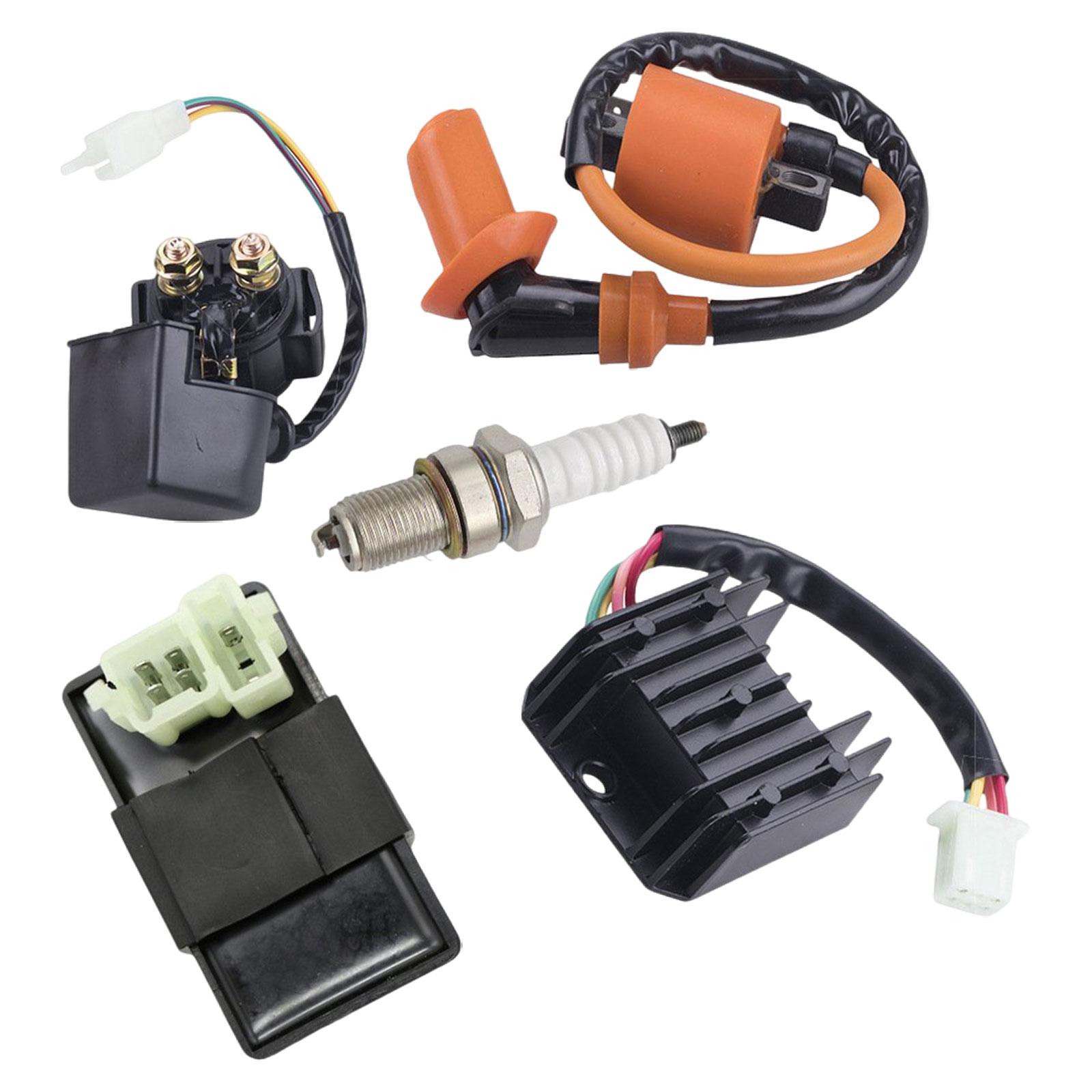 Ignition Coil Solenoid Relay Rectifier Cdi Box for 125cc 150cc 200cc ATV Dirt Bikes Mopeds Quad Pit Bikes Replacement Parts