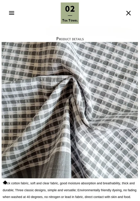 Cotton Yarn-dyed Gray Series Home Fabric Waffle Tea Towel Napkin Kitchen  Towel - Temu
