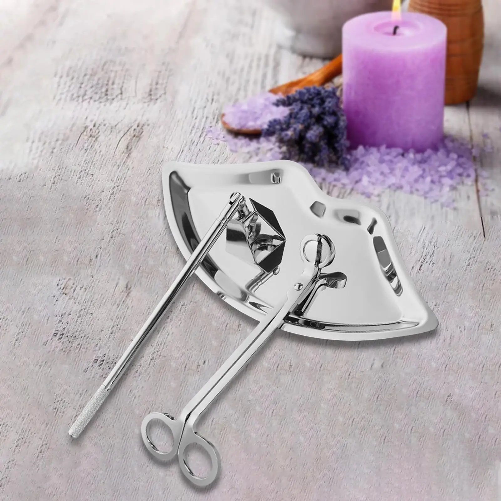 3 in 1 Candle Accessory Set Wick Trimmer Wick Flame Snuffer Candle Extinguisher Set Tray for Christmas Thanksgiving Jar Candles
