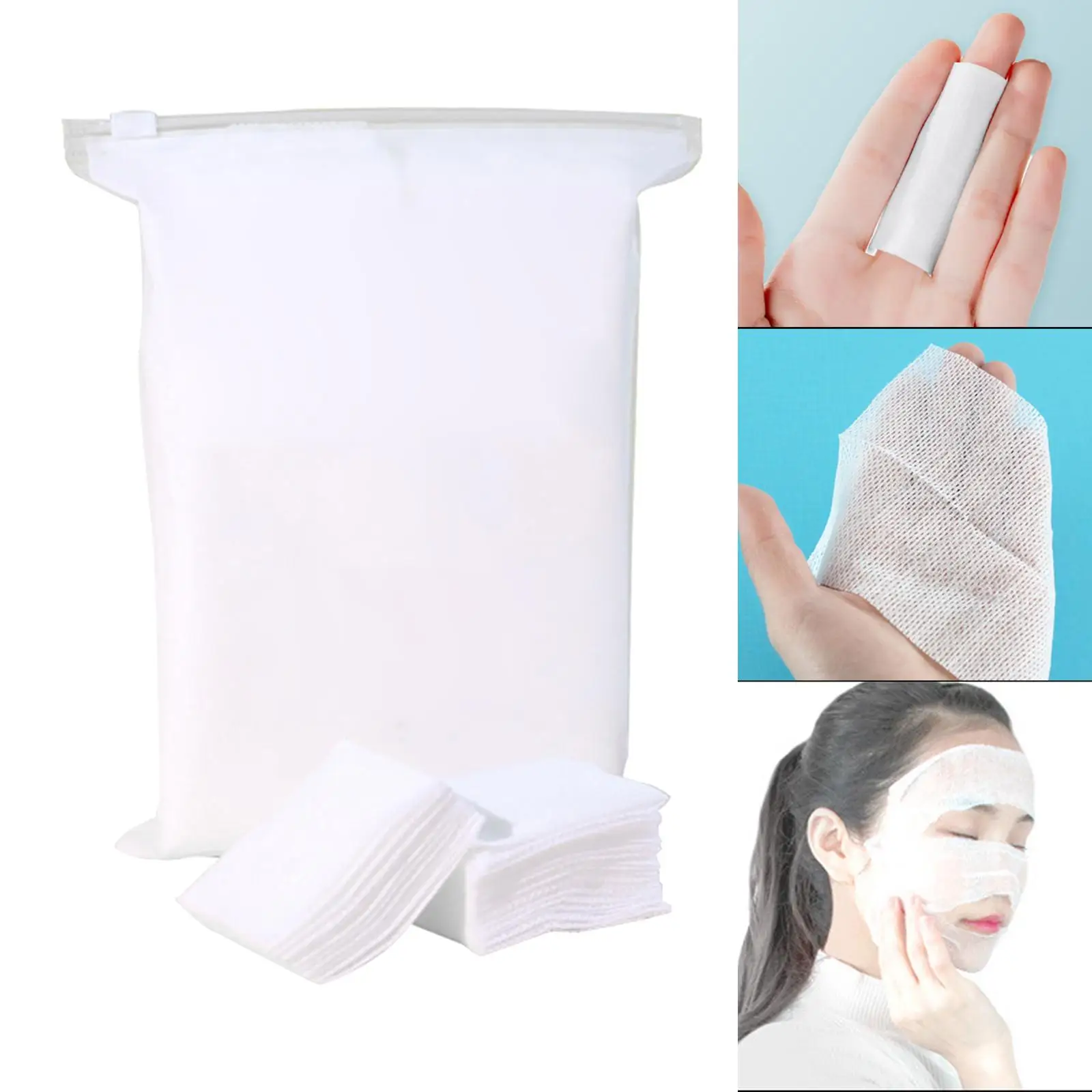 600 Pieces Stretchy Cotton Pads Disposable Breathable Unbleached Facial Cleansing Cloth for Skincare Apply Toner Eye Nails Face