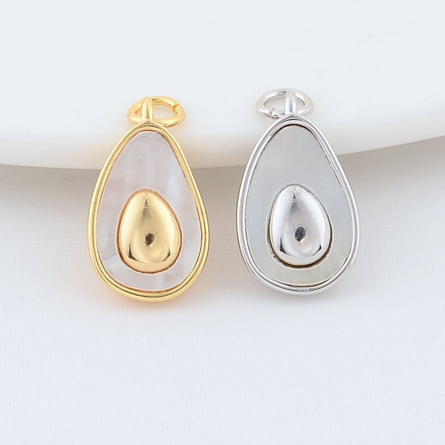 2PCS 10*13MM 11*18MM 14K Gold Farbe Messing mit Shell Tropfen Herz Charms anhänger Halskette Ohrringe Schmuck Machen Zubehör – Detail 8