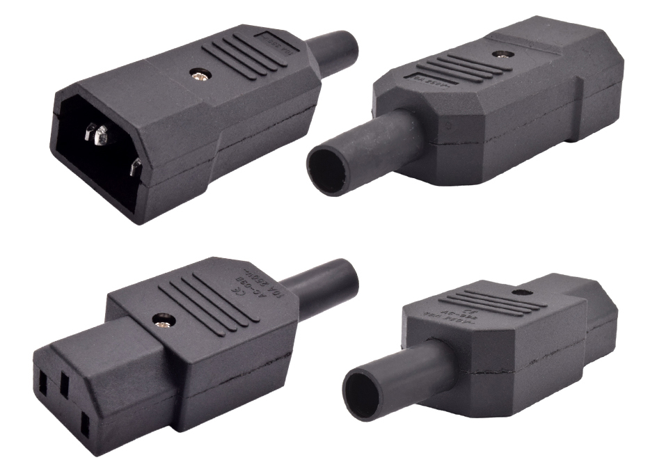 5/10pcs IEC 320 AC Power Connector C13 C14 Rewireable 10A 250V Black Electrical 3 Pin Female Male Straight Cable Plug Socket