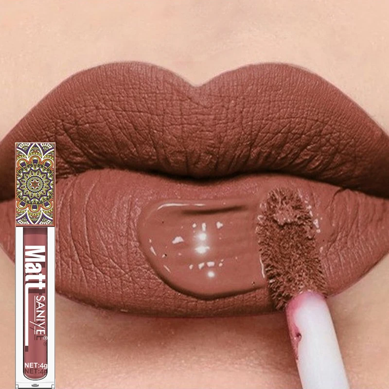 Best of Waterproof Matte Nude Lip Gloss Brown Nude Pigment Dark Red Long Lasting Velvet Liquid Lipstick Women Makeup Lip Glaze 1PCS Reviews & Tips