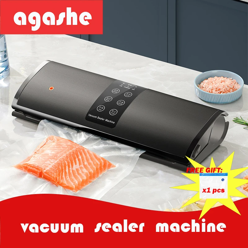 Price Review AGASHE 220V / 110V Vacuum Sealer Packaging Machine For Home And Commercial With 10 PCS Food Sealing Bag Online Shop