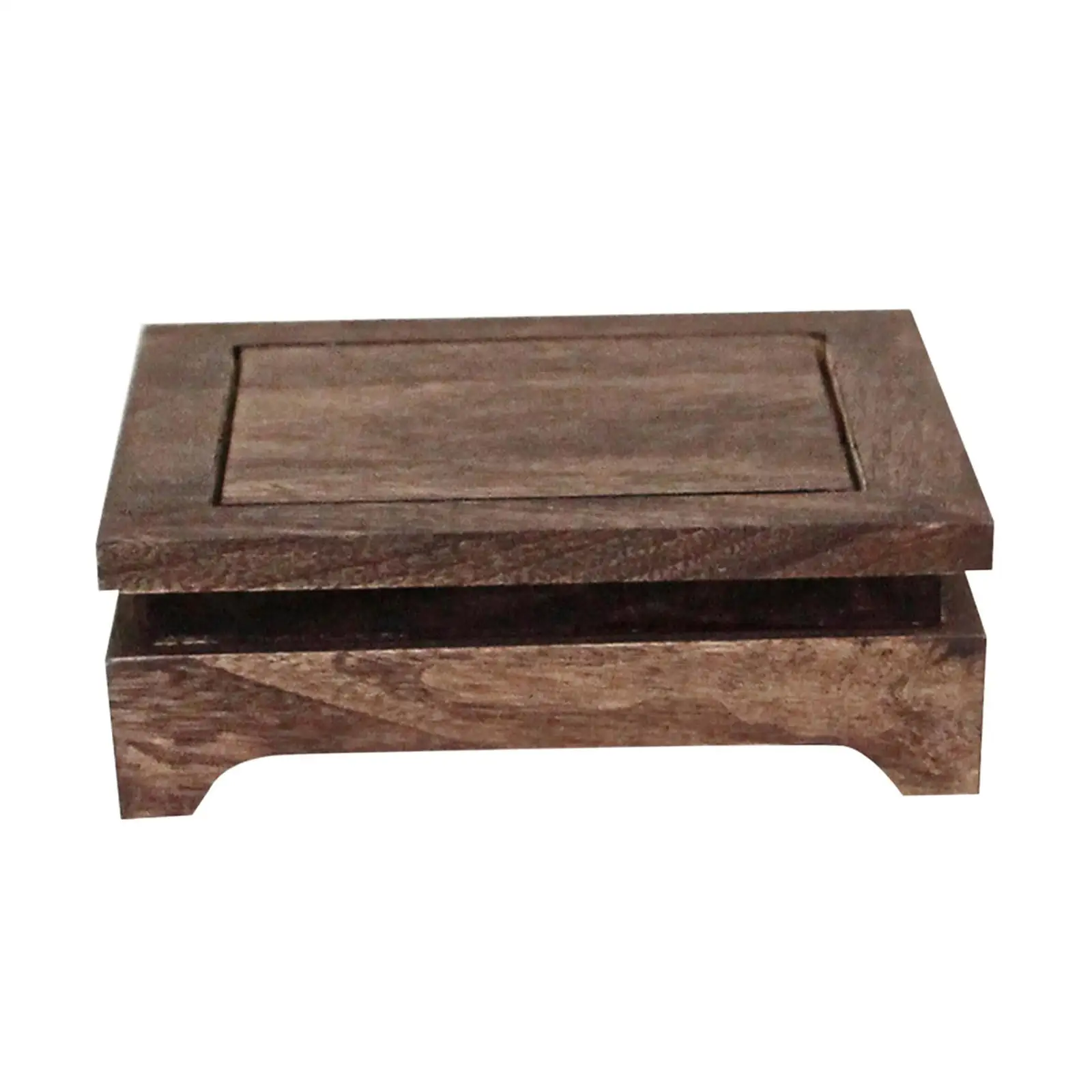 Wooden Display Stand Stone Rectangular Base for Collectibles Decorative Base