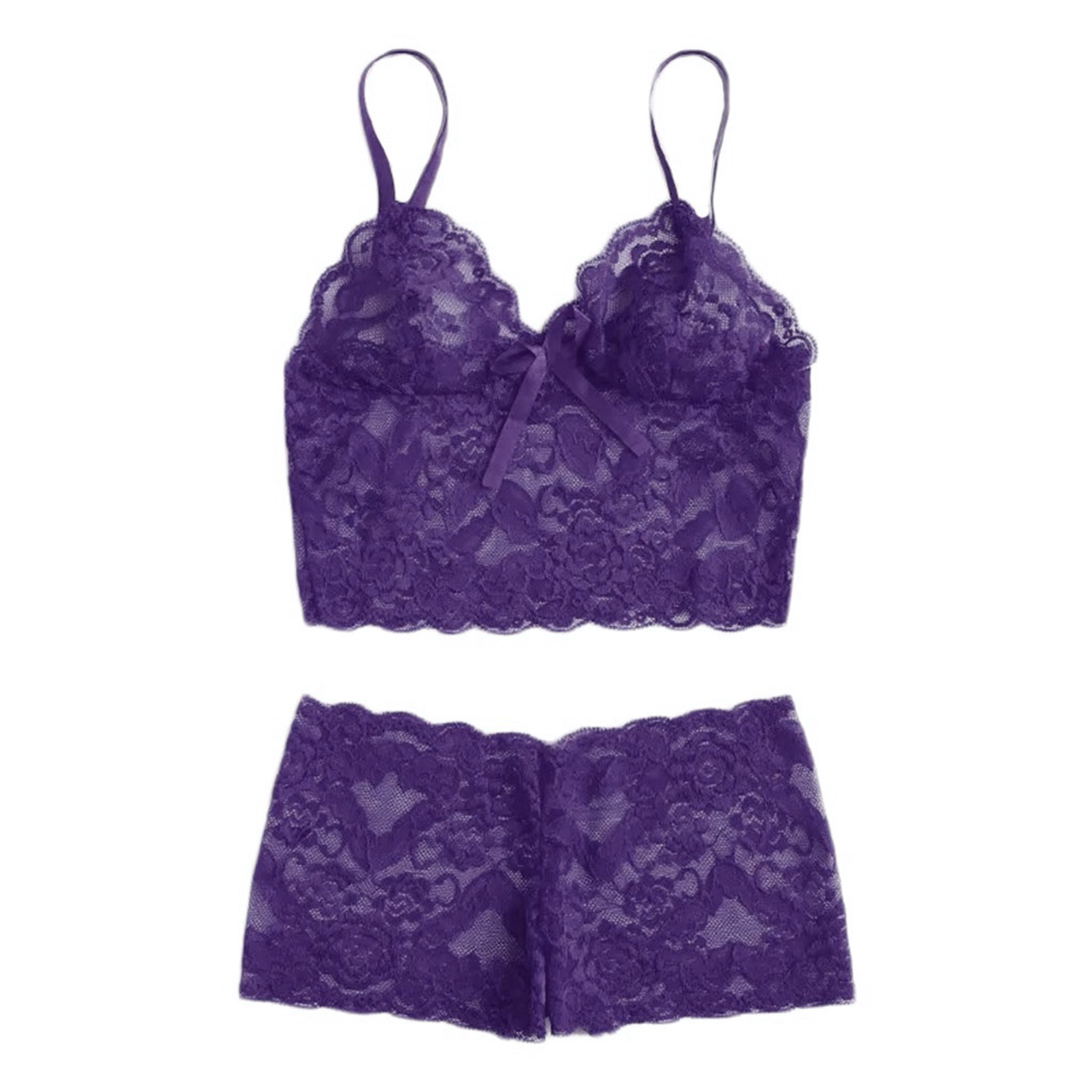 Lace Womens Sexy Lingerie Fashion Casual Sleepwear Camis Tops Shorts Set Babydoll Pamas Nightwear See-through Underwear_voghion.com