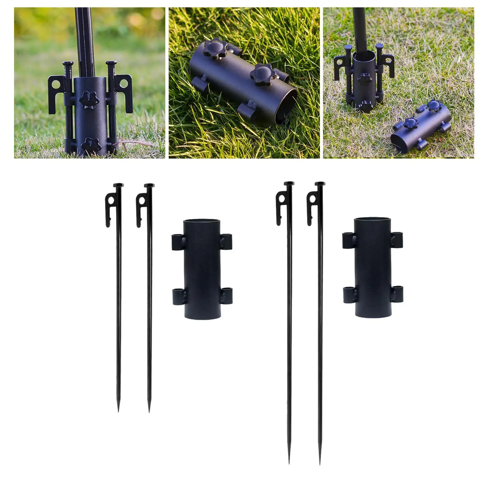 Portable Awning Rod Holder Reinforced Metal Windproof Fixed Tube Canopy Poles