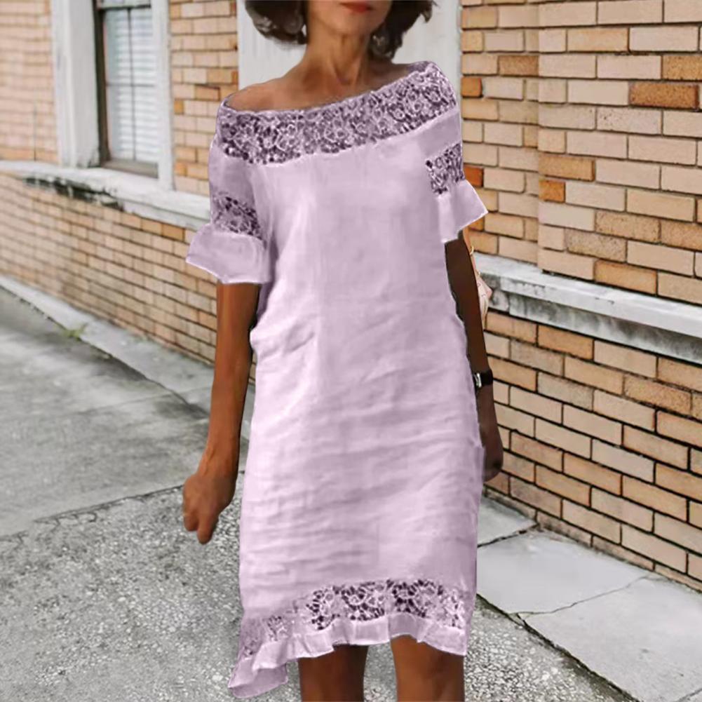 Mulheres Verão Vestido Puff Sleeve Lady Summer