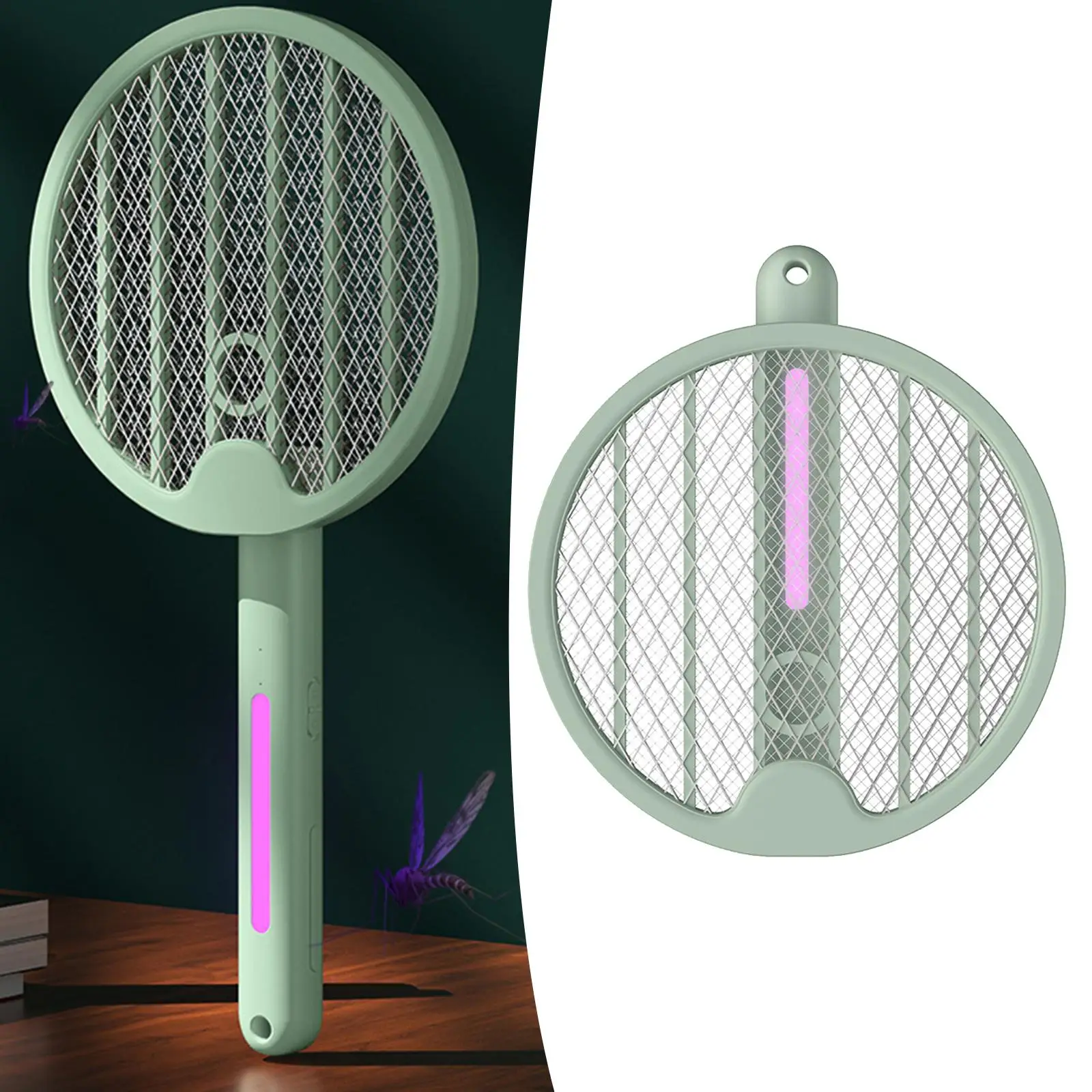Rotating Folding Bug Zapper Safe to Touch with 3Layer Safety Mesh  Killer Racket Electric Fly Swatter for Patio Home