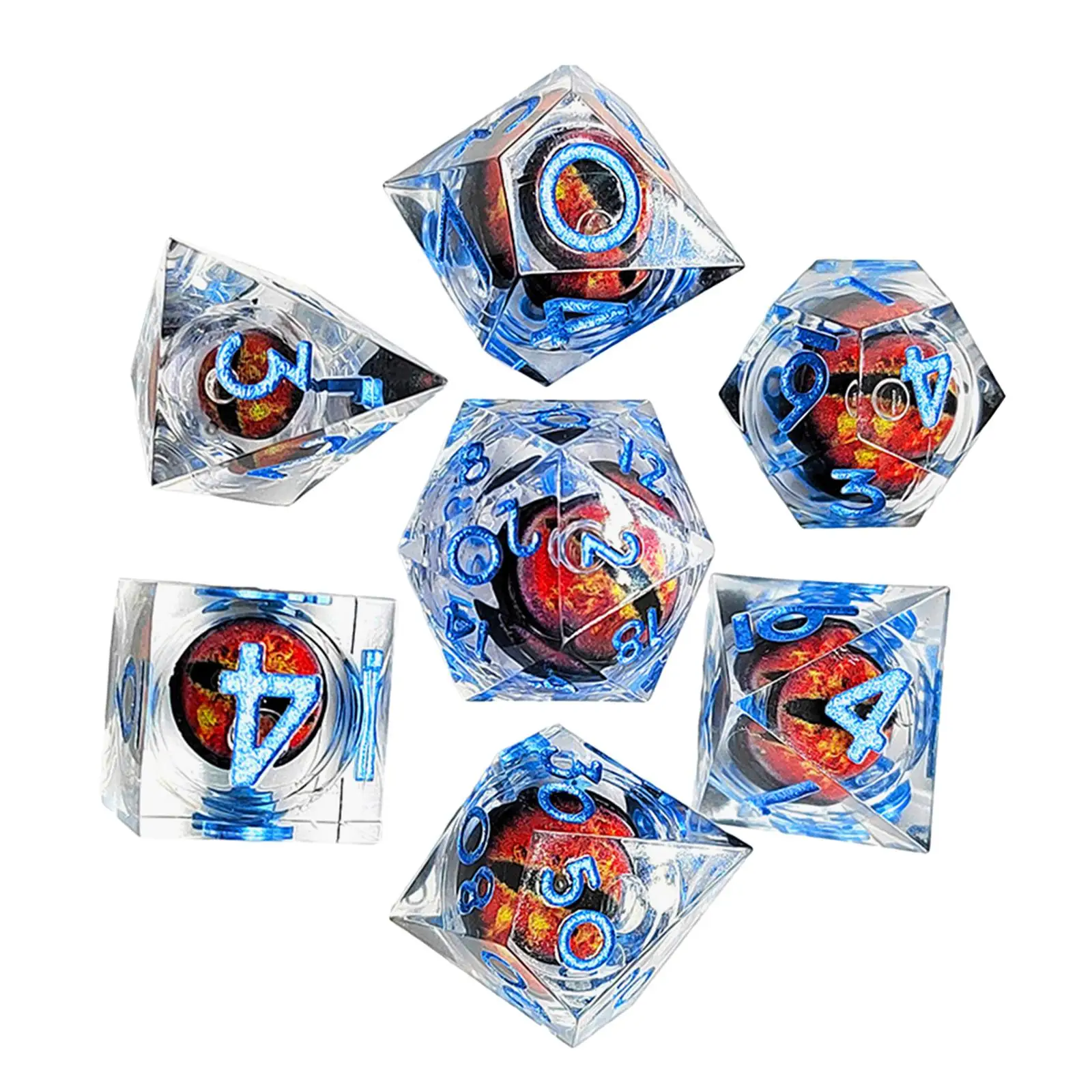 Resin Polyhedral Eye Dice 7Pcs Set Accessories for Dice Collecting
