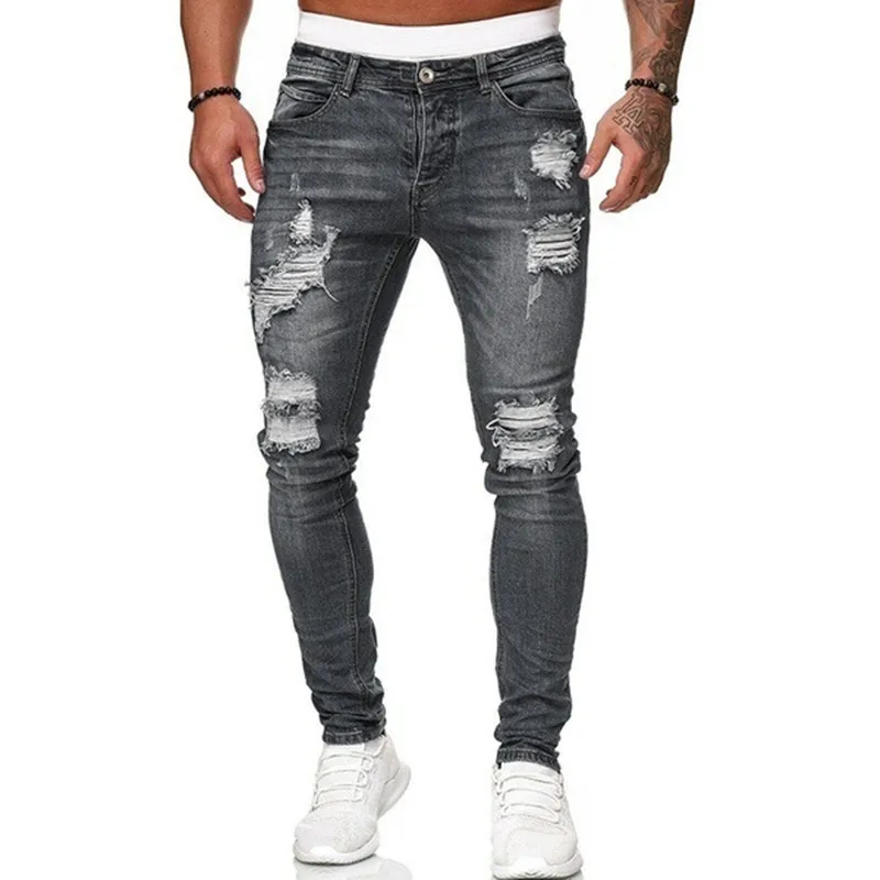 Title 5, Jeans skinny strappati streetwear di nuova moda...