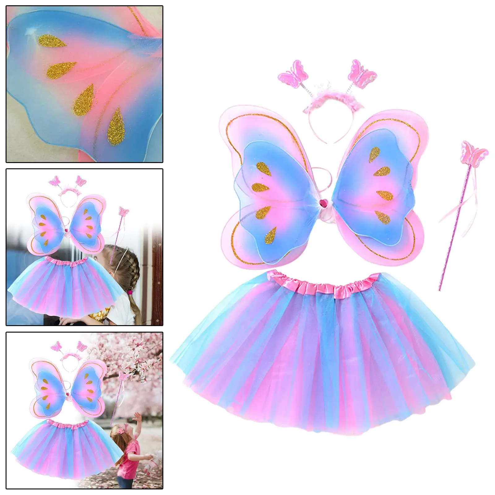 Fancy Girls Fairy Butterfly Costume Set Princess Clothing for Halloween Big Event Birthday Party Holiday Princess Cosplay