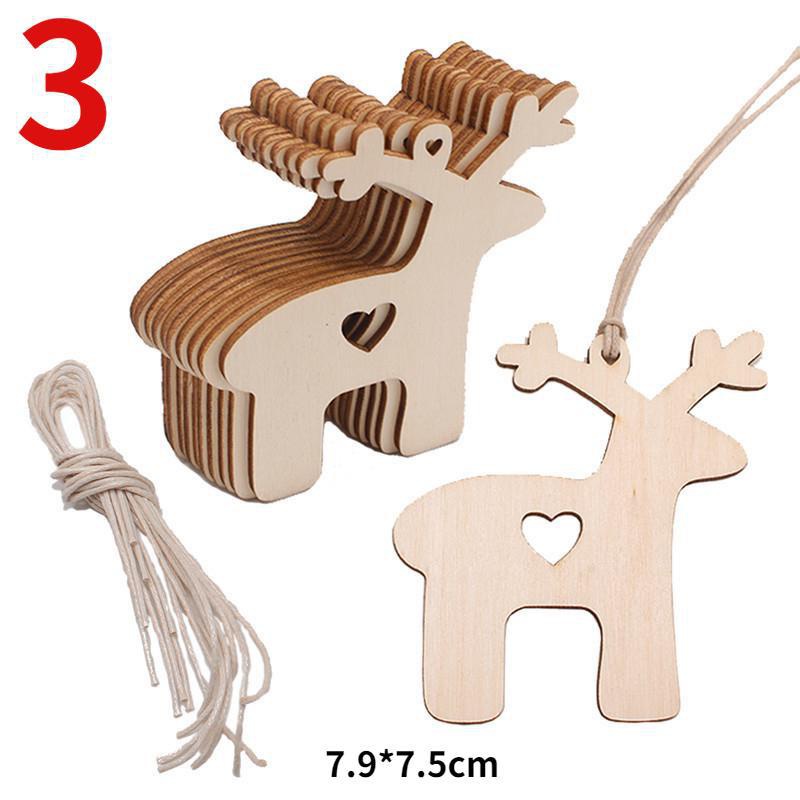 10 Teile/beutel Holz Weihnachtsdekorationen Kreative Weihnachtsbaum Anhänger Urlaub Party Zuhause DIY Dekoration – Detail 3