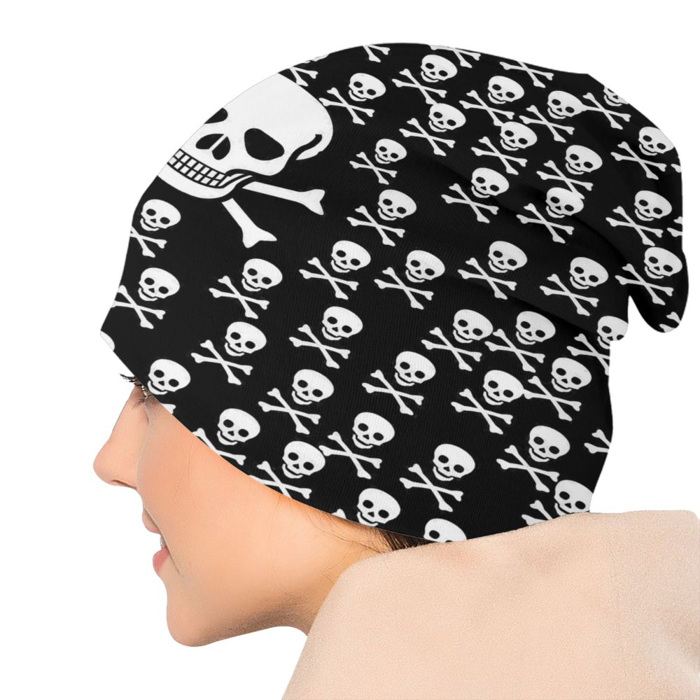 Benutzerdefinierte Schädel Druck Motorhaube Hüte Straße Stricken Hut Für Frauen Männer Winter Warme Horror Skeleton Tod Skullies Beanies Caps – Detail 5