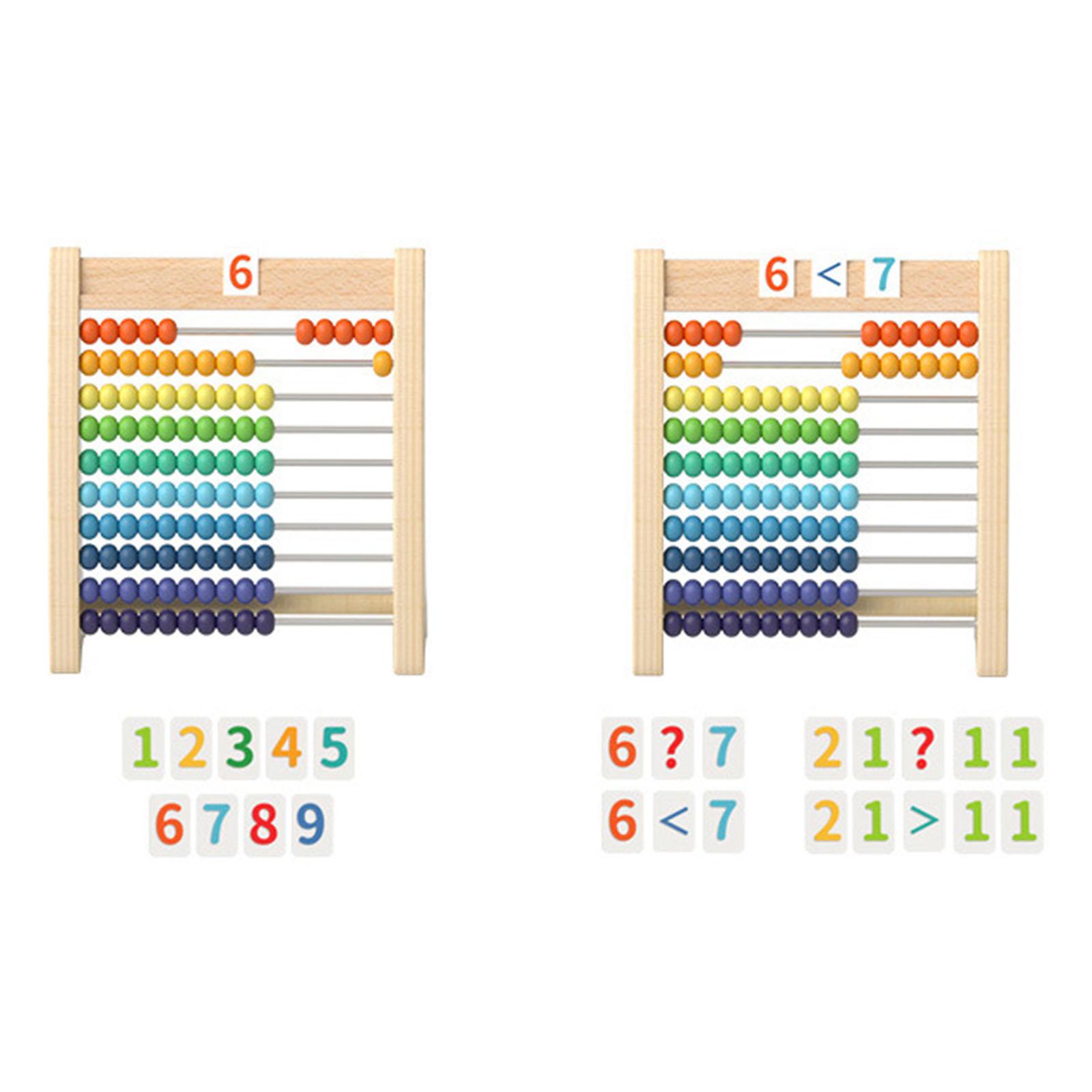 Colorful Wooden Abacus Ten Frame Set Bead Arithmetic Abacus Educational Toy for Toddler Kindergarten Preschool Kids Elementary