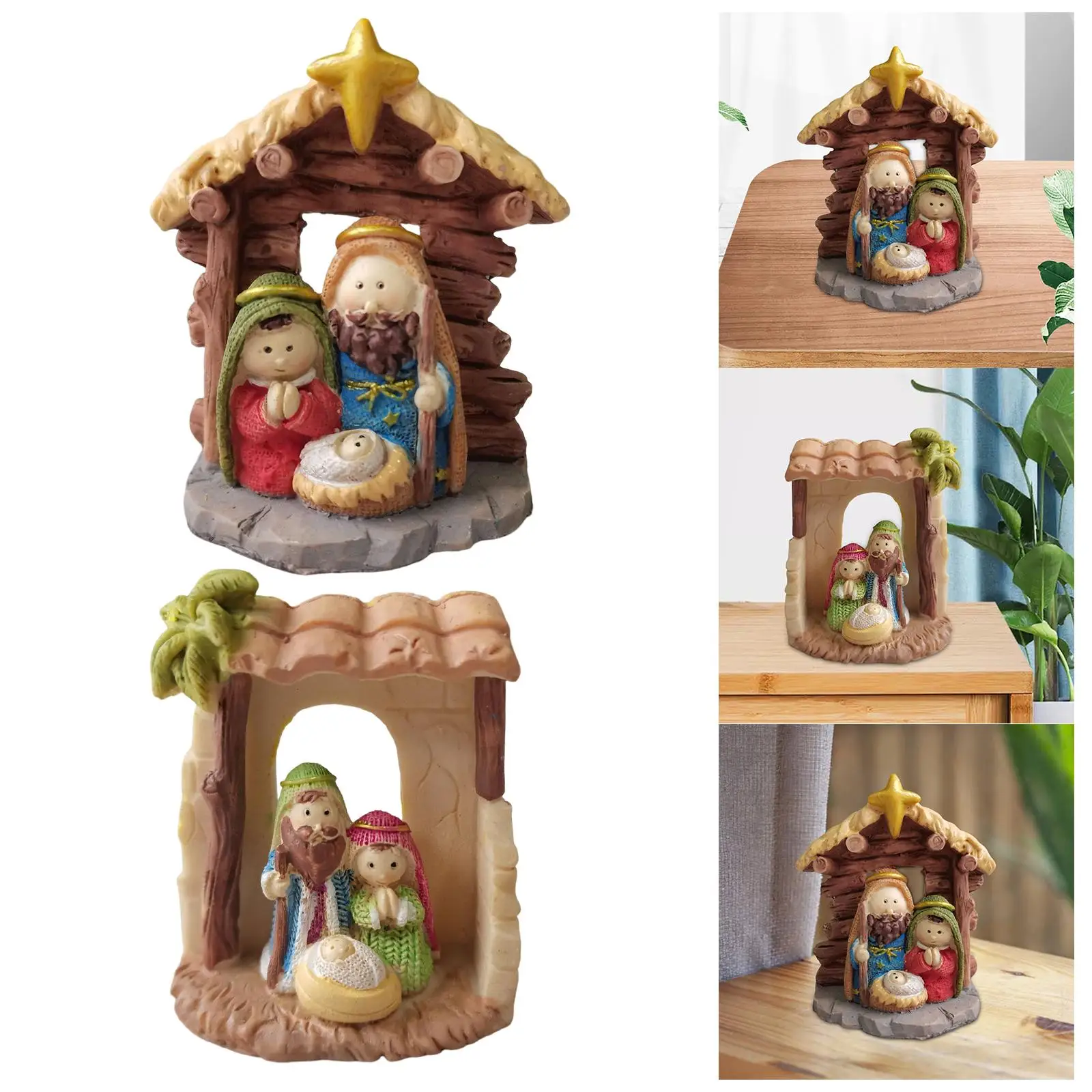 Holy Family Figurine Catholic Joseph Jesus Mary Mother Sculpture Nativity Scene Resin for Table Home Living Room Indoor Ornament