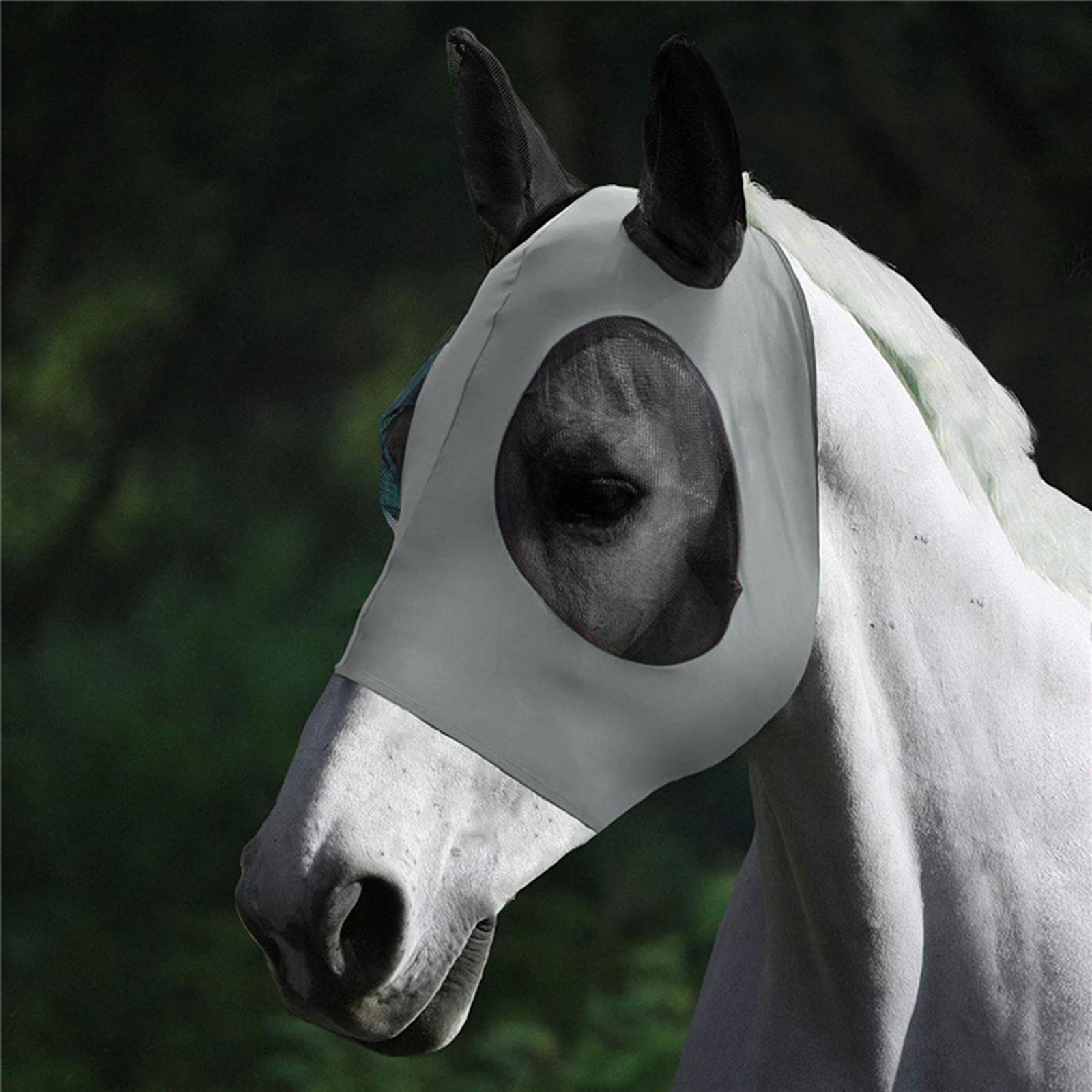 Horse Fly Mask Mesh Veil Horses Mask with Ears Cover Headwear Equine Care