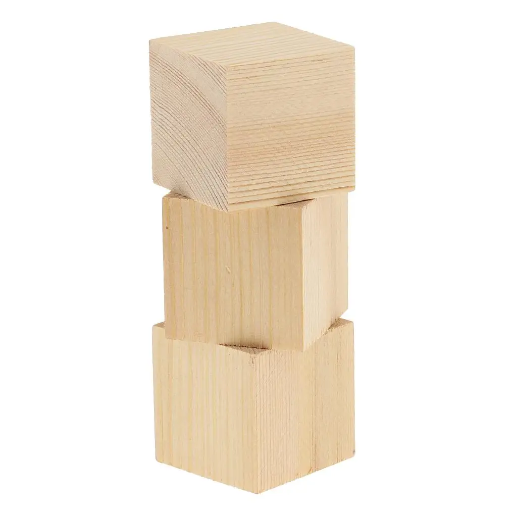 Natural  Blocks Unfinished Wooden Cubes for Hobbies Model Making Craft