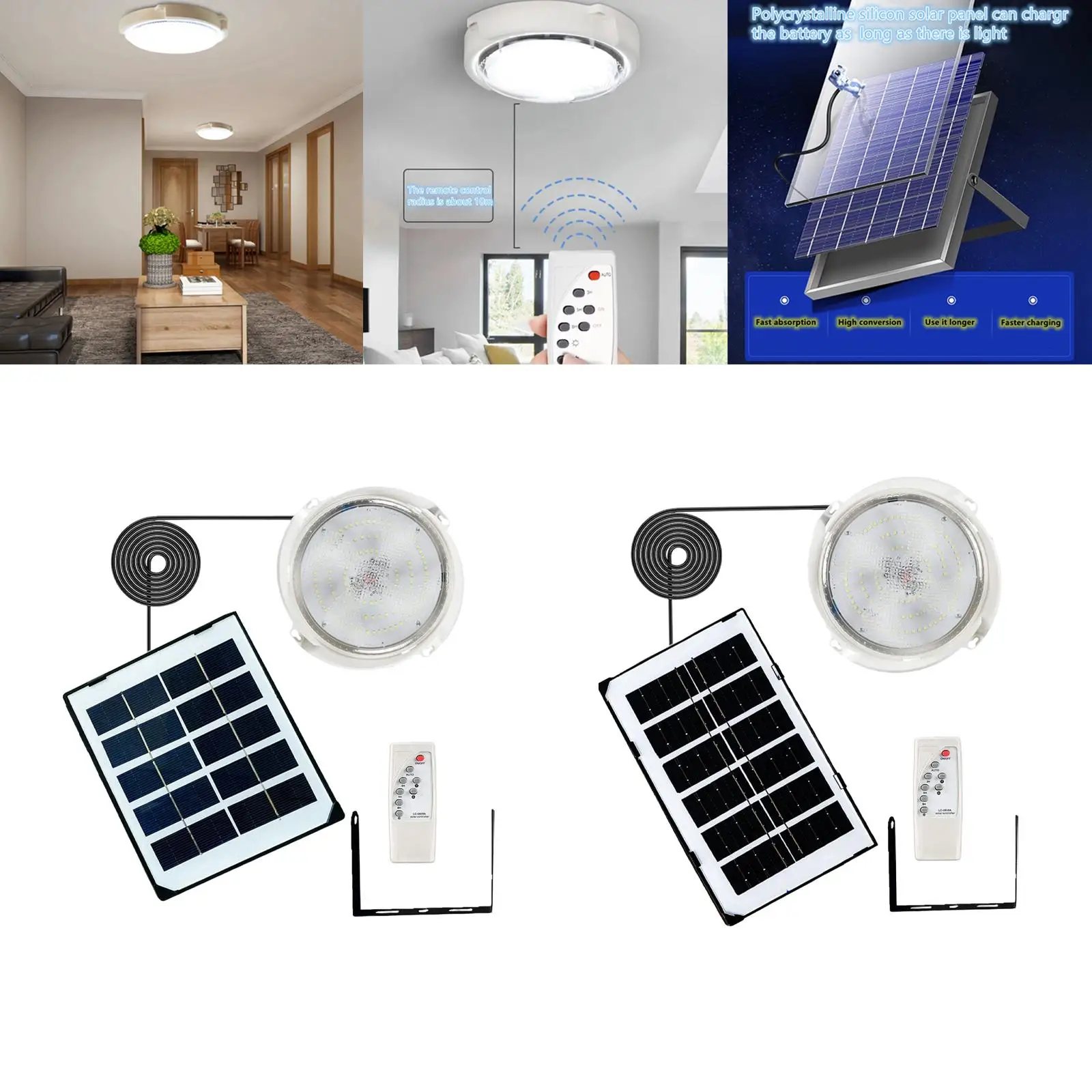 Modern Indoor Solar Ceiling Light Lighting Fixture IP65 Waterproof Remote Control with Line Solar Power Lamp for Outdoor Home