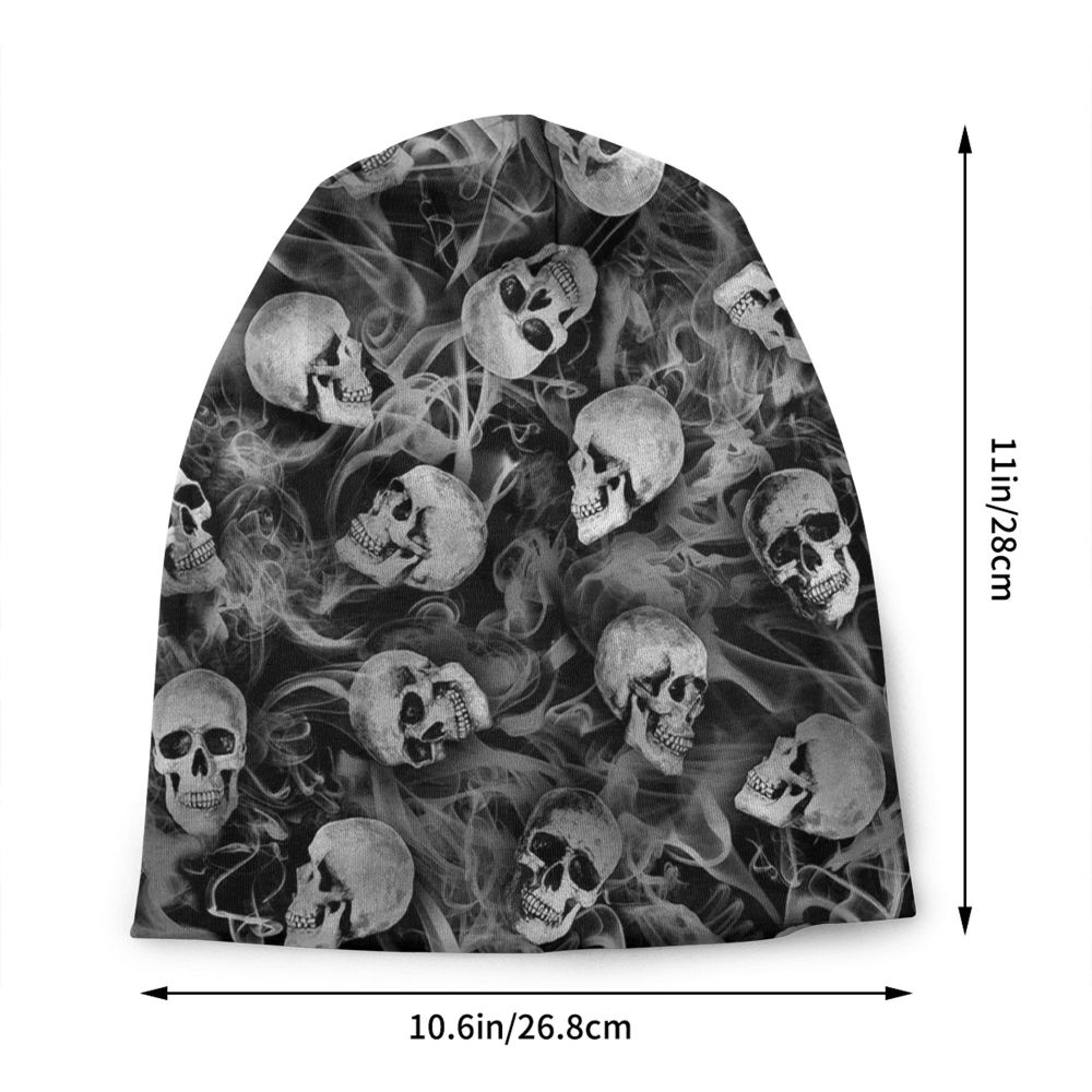 Benutzerdefinierte Schädel Druck Motorhaube Hüte Straße Stricken Hut Für Frauen Männer Winter Warme Horror Skeleton Tod Skullies Beanies Caps – Detail 14