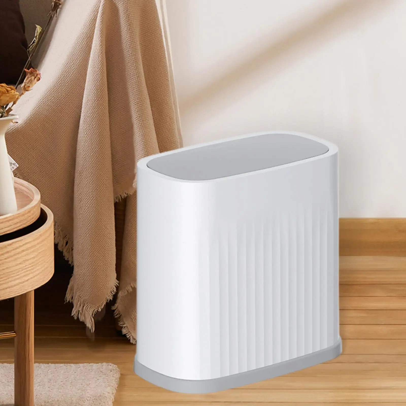 Rectangular Trash Can Wastebasket with Lid Small Garbage Can Narrow Little Waste Bin for Kitchen Laundry Bedroom Toilet Bathroom