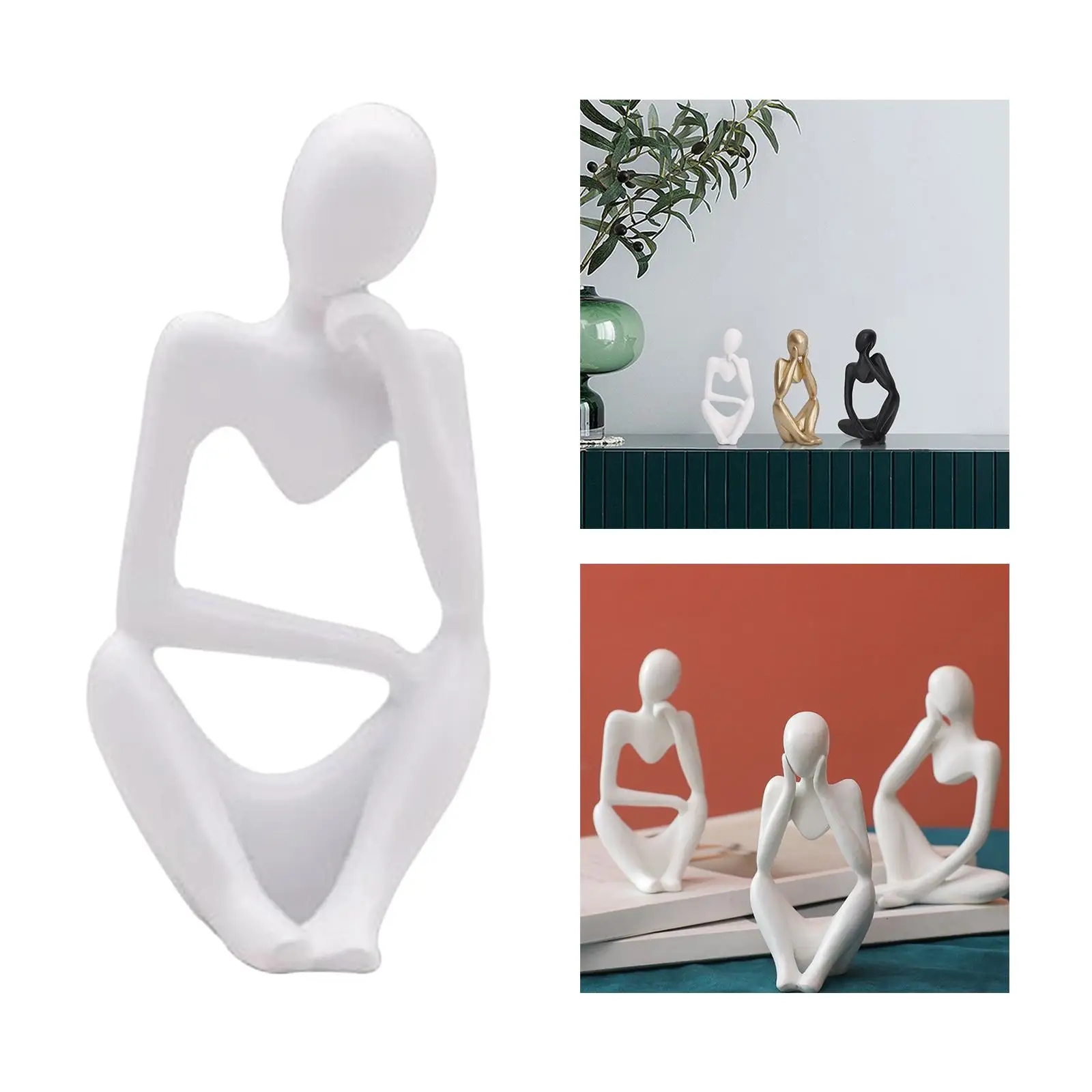 Thinker Sculpture Desktop Figurine Tabletop Statues Decor Bookcase Ornaments