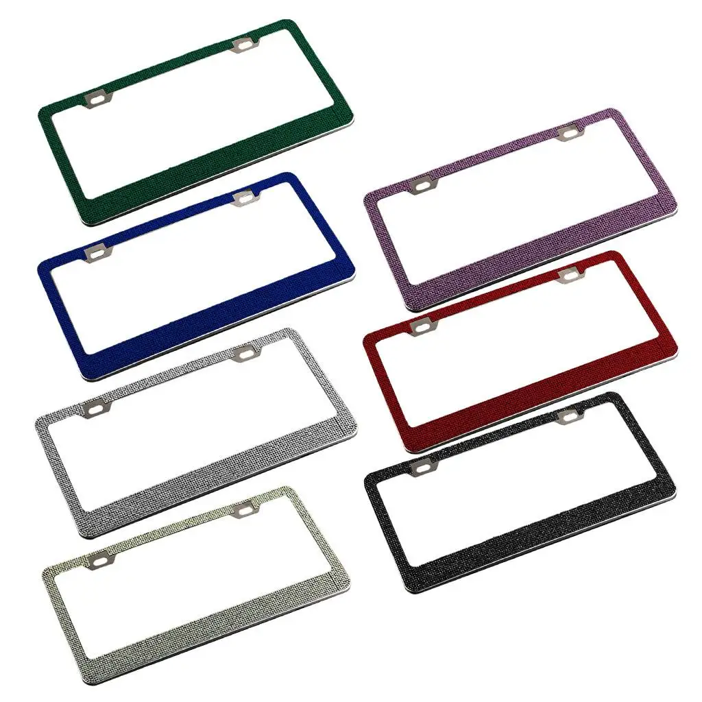 Rhinestones Bling Plate Frames Chrome Metal Multicolor Luxury Holder Fit  Standard  for Glitter 