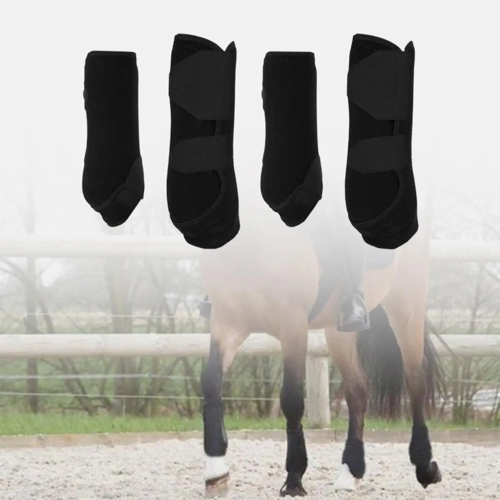 4Pcs Neoprene Horse Boots Leg Wraps Shock Absorbing Protector Guard for Jumping Riding Training Equestrian Equipment