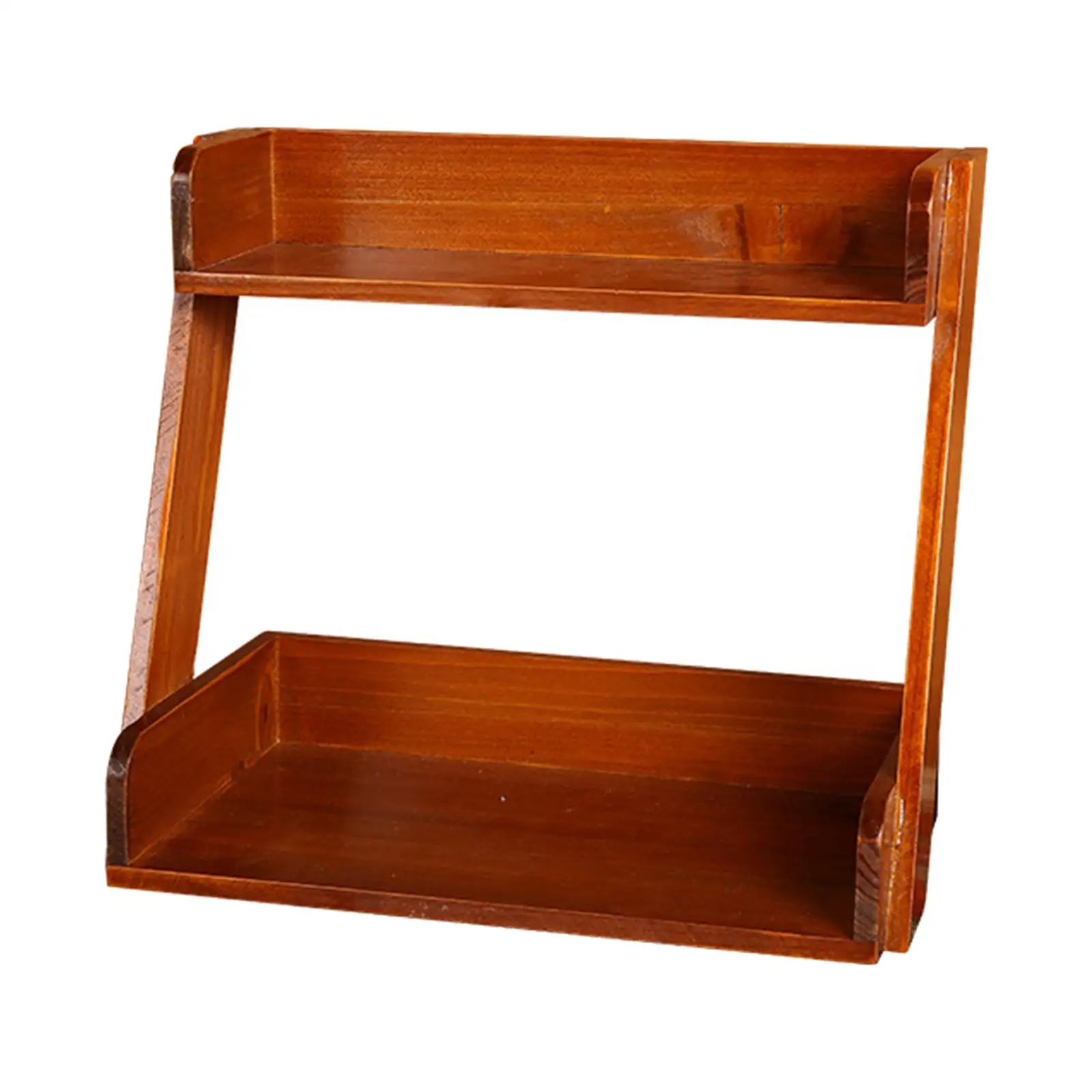 Solid Wood Desktop Shelves Spice Rack Display Stand Desk Bookshelf Organizer for